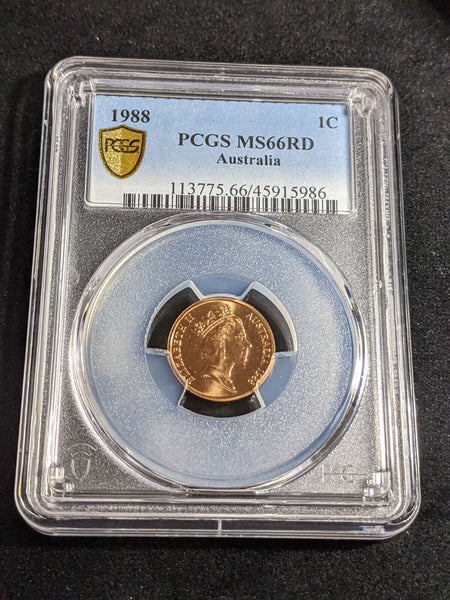 1988 One Cent 1c Australia PCGS MS66RD GEM UNC #3201