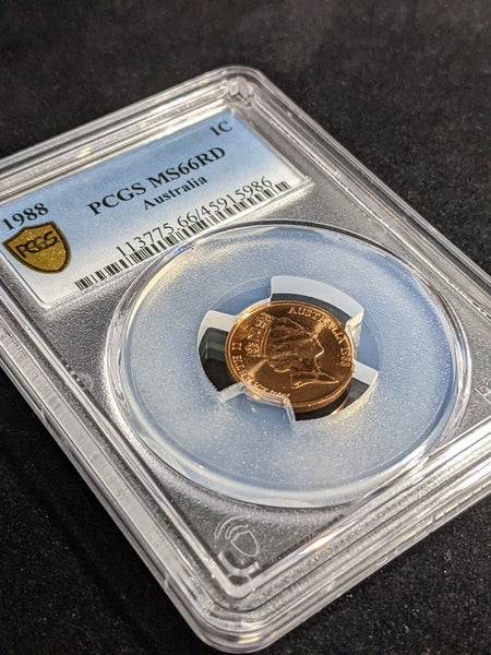 1988 One Cent 1c Australia PCGS MS66RD GEM UNC #3201