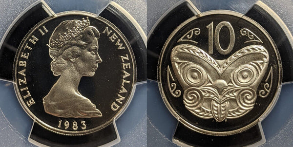 New Zealand 1983 Proof Ten Cent 10c PCGS PR70DCAM FDC UNC #3211
