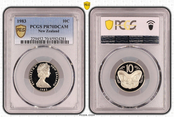 New Zealand 1983 Proof Ten Cent 10c PCGS PR70DCAM FDC UNC #3211