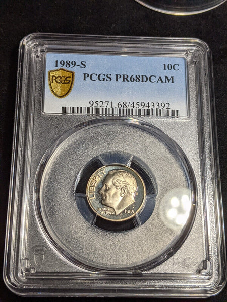 USA 1989 S Proof Dime 10c PCGS PR68DCAM FDC UNC #3197