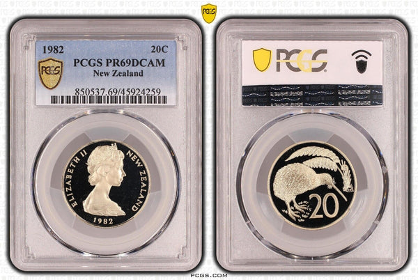 New Zealand 1982 Proof Twenty Cent 20c PCGS PR69DCAM FDC UNC #3214