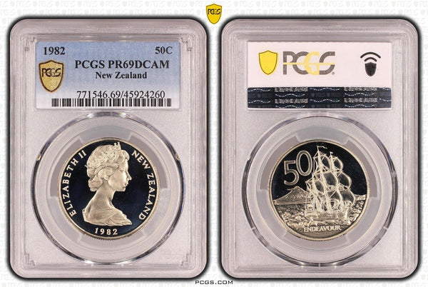 New Zealand 1982 Proof Fifty Cent 50c PCGS PR69DCAM FDC UNC #3213