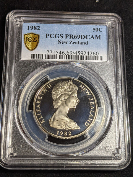 New Zealand 1982 Proof Fifty Cent 50c PCGS PR69DCAM FDC UNC #3213