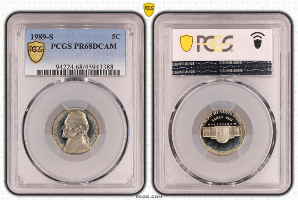 USA 1989 S Proof Nickel Five Cent 5c PCGS PR68DCAM FDC UNC #3218