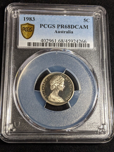 1983 Proof Five Cent 5c Australia PCGS PR68DCAM FDC UNC #3226