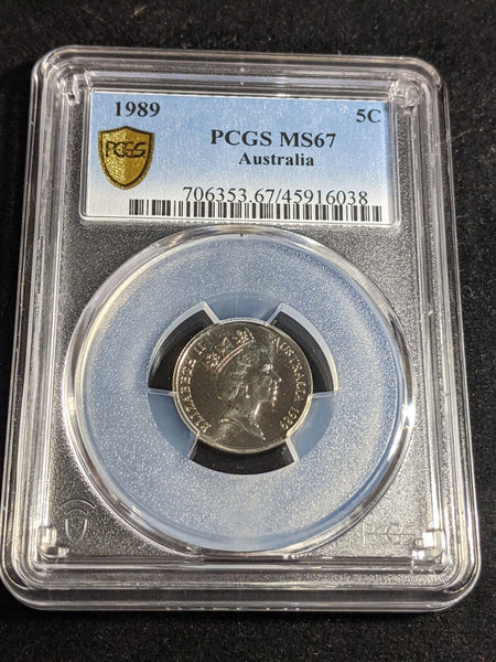 1989 Five Cent 5c Australia PCGS MS67 FDC GEM UNC #3252
