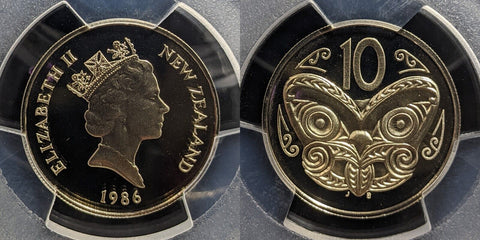New Zealand 1986 Proof Ten Cent 10c PCGS PR69DCAM FDC UNC #3254