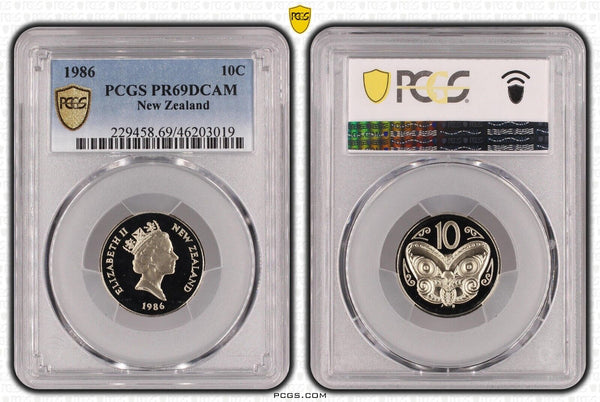 New Zealand 1986 Proof Ten Cent 10c PCGS PR69DCAM FDC UNC #3254