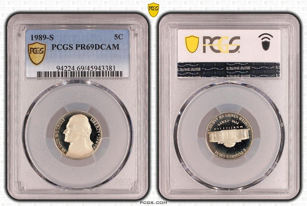 USA 1989 S Proof Nickel Five Cent 5c PCGS PR69DCAM FDC UNC #3263