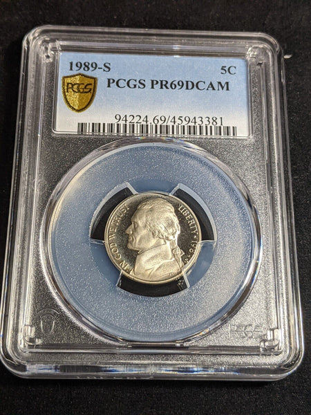 USA 1989 S Proof Nickel Five Cent 5c PCGS PR69DCAM FDC UNC #3263