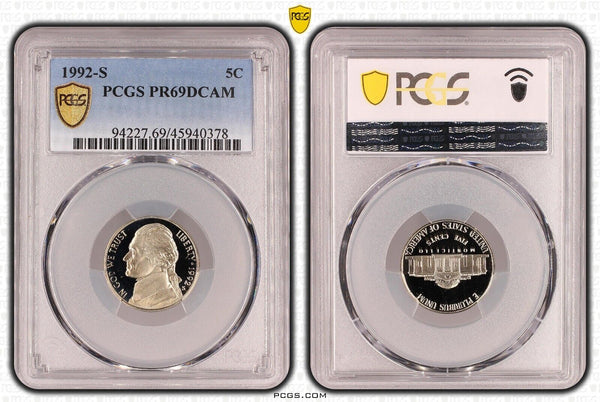 USA 1992 S Proof Nickel Five Cent 5c PCGS PR69DCAM FDC UNC #3262