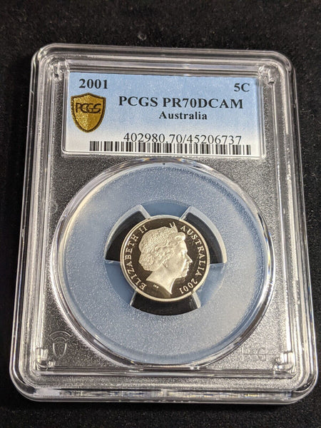 2001 Proof Five Cent 5c Australia PCGS PR70DCAM FDC UNC #3260