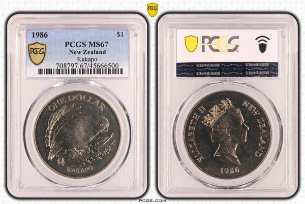 New Zealand 1986 One Dollar $1 Kakapo PCGS MS67 FDC GEM UNC #3265