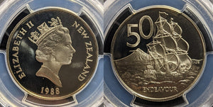 New Zealand 1988 Proof Fifty Cent 50c PCGS PR69DCAM FDC UNC #3277