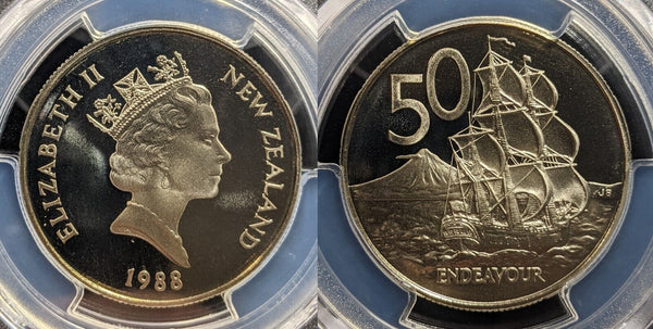New Zealand 1988 Proof Fifty Cent 50c PCGS PR69DCAM FDC UNC #3277