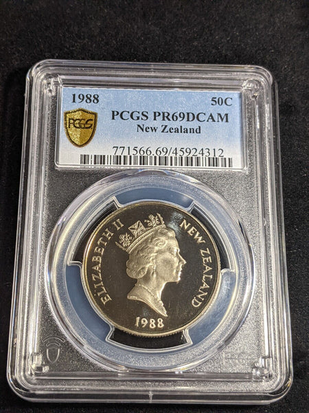 New Zealand 1988 Proof Fifty Cent 50c PCGS PR69DCAM FDC UNC #3277