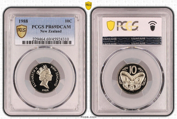 New Zealand 1988 Proof Ten Cent 10c PCGS PR69DCAM FDC UNC #3281