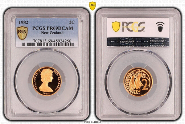 New Zealand 1982 Proof Two Cent 2c PCGS PR69DCAM FDC UNC #3286