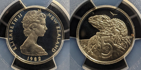 New Zealand 1982 Proof Five Cent 5c PCGS PR69DCAM FDC UNC #3285