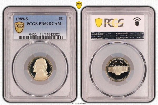 USA 1989 S Proof Nickel Five Cent 5c PCGS PR69DCAM FDC UNC #3294
