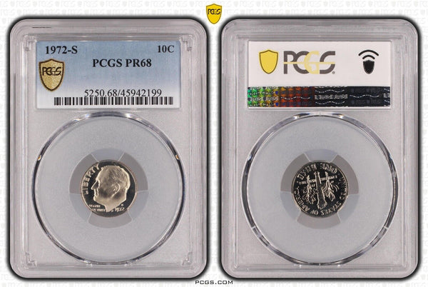 USA 1972 S Proof Dime 10c PCGS PR68 FDC UNC #3297