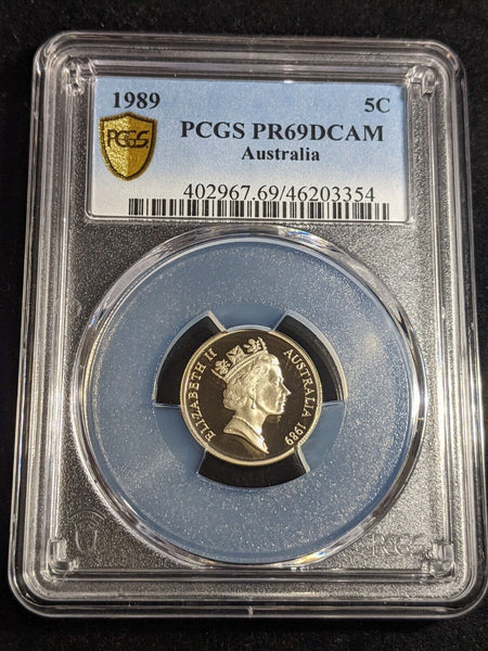 1989 Proof Five Cent 5c Australia PCGS PR69DCAM FDC UNC #3296