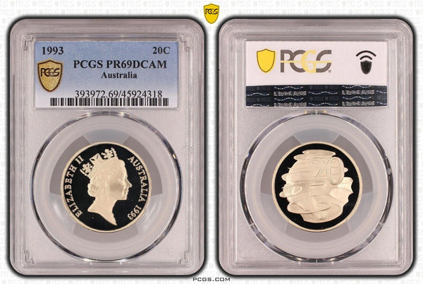 1993 Proof Twenty Cent 20c Australia PCGS PR69DCAM FDC UNC #3306