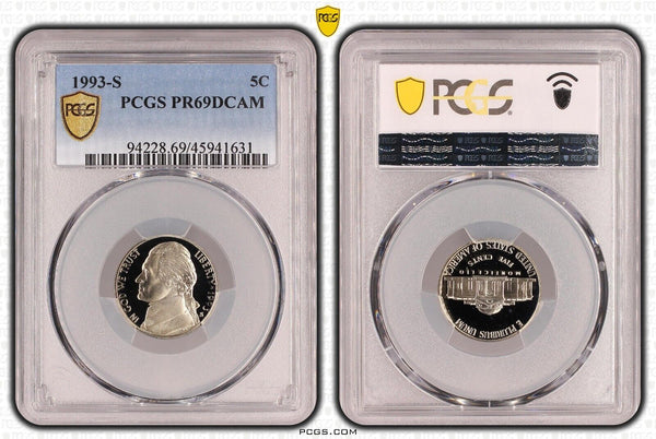 USA 1993 S Proof Nickel Five Cent 5c PCGS PR69DCAM FDC UNC #3312