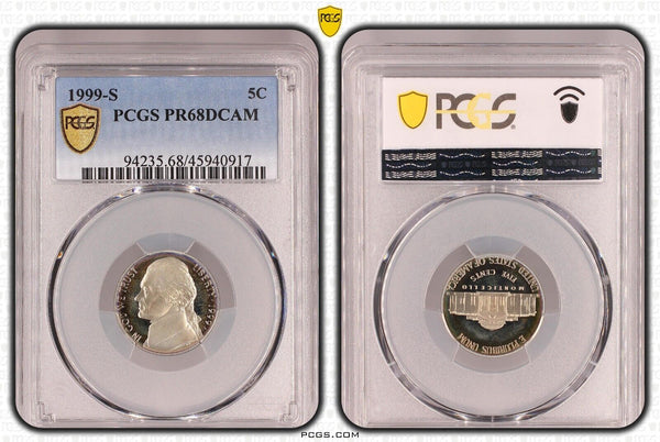 USA 1999 S Proof Nickel Five Cent 5c PCGS PR68DCAM FDC UNC #3317