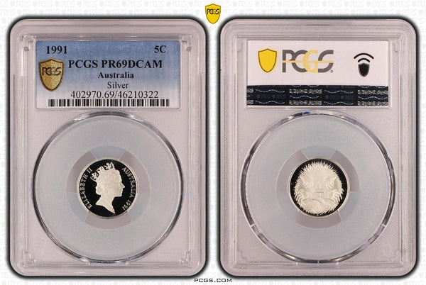 1991 Proof Silver Five Cent 5c Australia PCGS PR69DCAM FDC UNC #3318