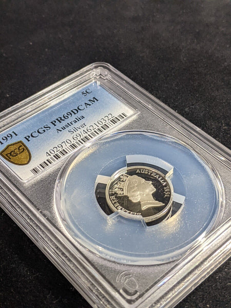 1991 Proof Silver Five Cent 5c Australia PCGS PR69DCAM FDC UNC #3318