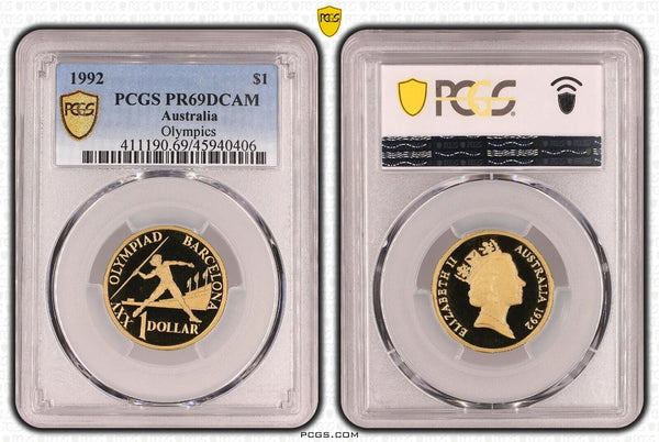 1992 Proof One Dollar $1 Olympics Australia PCGS PR69DCAM FDC UNC #3316