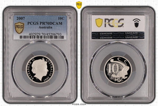 2007 Proof Ten Cent 10c Australia PCGS PR70DCAM FDC UNC #3326