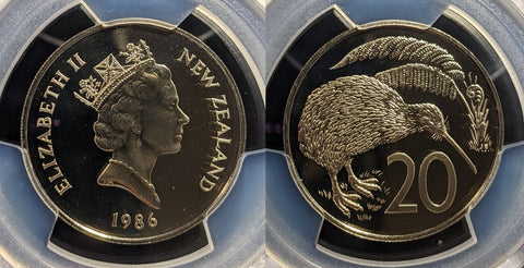 New Zealand 1986 Proof Twenty Cent 20c PCGS PR69DCAM FDC UNC #3332