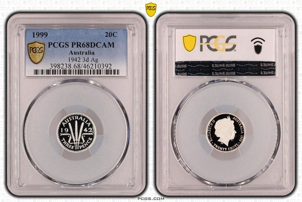 1999 Proof Twenty Cent 20c 1942 3d Ag Australia PCGS PR69DCAM FDC UNC #3332