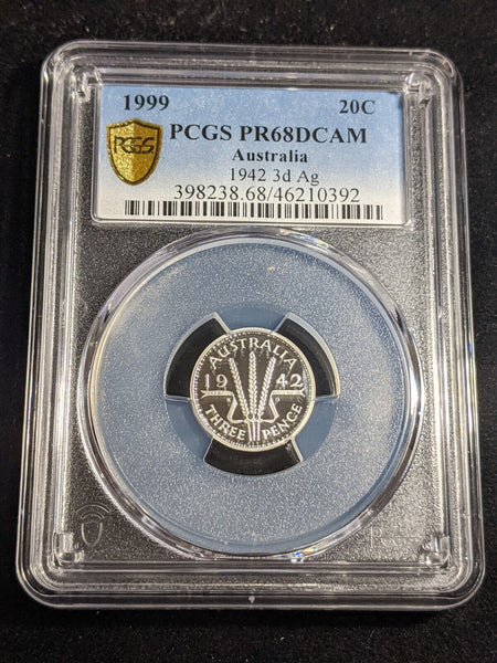 1999 Proof Twenty Cent 20c 1942 3d Ag Australia PCGS PR69DCAM FDC UNC #3332