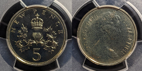 Great Britain 1971 Proof Five Pence 5p S-D1 New Pence PCGS PR68 FDC UNC#3244