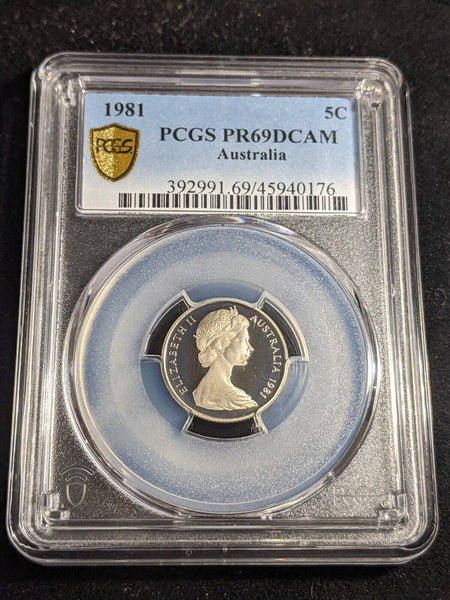 1981 Proof Five Cent 5c Australia PCGS PR69DCAM FDC UNC #3337