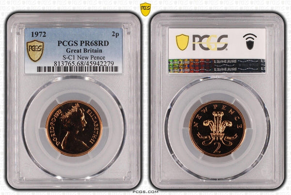 Great Britain 1972 Proof Two Pence 2p S-C1 PCGS PR68RD DCAM FDC UNC #3345