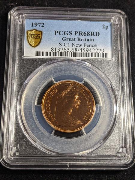 Great Britain 1972 Proof Two Pence 2p S-C1 PCGS PR68RD DCAM FDC UNC #3345
