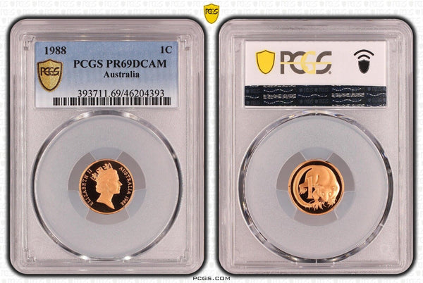 1988 Proof One Cent 1c Australia PCGS PR69DCAM FDC UNC #3351
