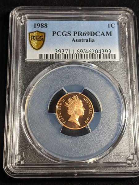 1988 Proof One Cent 1c Australia PCGS PR69DCAM FDC UNC #3351