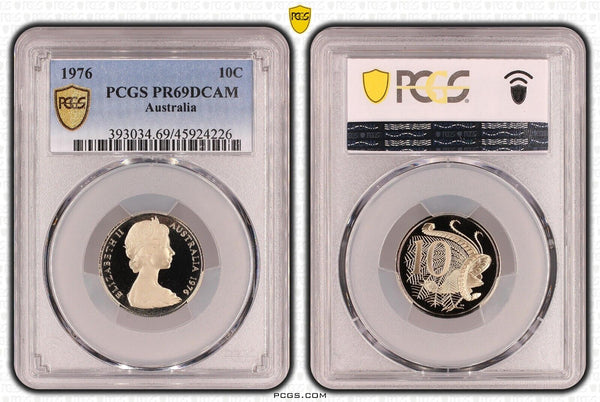 1976 Proof Ten Cent 10c Australia PCGS PR69DCAM FDC UNC #3356