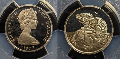 New Zealand 1977 Proof Five Cent 5c PCGS PR67DCAM FDC UNC #3365