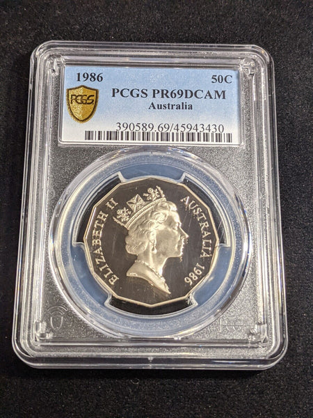 1986 Proof Fifty Cent 50c Australia PCGS PR69DCAM FDC UNC #3363