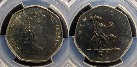 Great Britain 1972 Proof Fifty Pence 50p New Pence S-H1 PCGS PR68 FDC UNC #3367