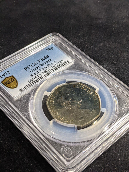 Great Britain 1972 Proof Fifty Pence 50p New Pence S-H1 PCGS PR68 FDC UNC #3367