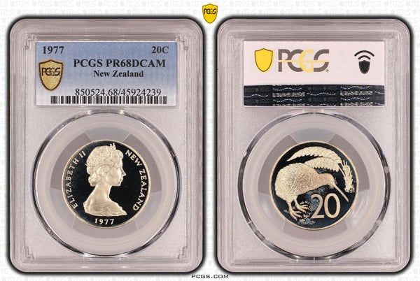 New Zealand 1977 Proof Twenty Cent 20c PCGS PR68DCAM FDC UNC #3368