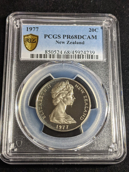 New Zealand 1977 Proof Twenty Cent 20c PCGS PR68DCAM FDC UNC #3368